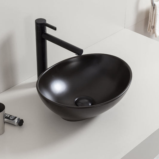 Barco Opbouwwastafel Wiesbaden 40x33x14,5 cm Keramiek Mat Zwart