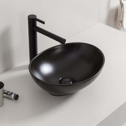 Barco Opbouwwastafel Wiesbaden 40x33x14,5 cm Keramiek Mat Zwart