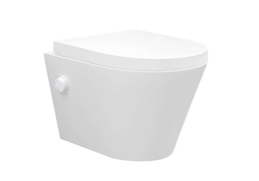 Vesta wandcloset rimless met bidetkraan warm koud water met Vesta toiletzitting