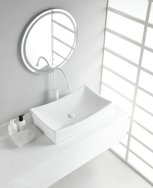 Slide keramische werkbladwastafel 65x39,5 cm zonder overloop, wit, Wiesbaden