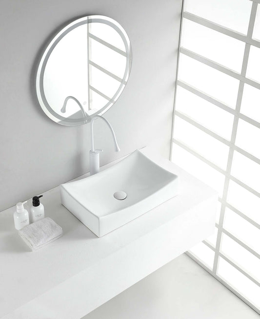 Slide keramische werkbladwastafel 54x34 cm zonder overloop, wit, Wiesbaden