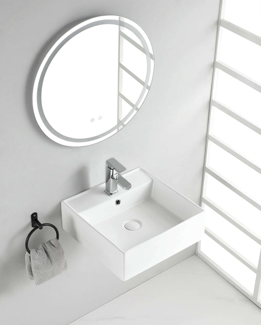 Larx Vierkante Keramische Wastafel Wiesbaden 38X38X13Cm (Met Kraangat)