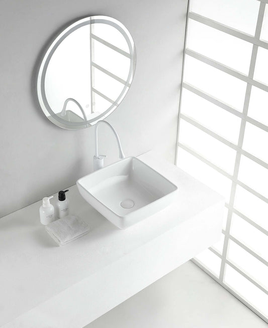 Piazza Wastafel Wiesbaden 40X40X15Cm in Keramiek Wit