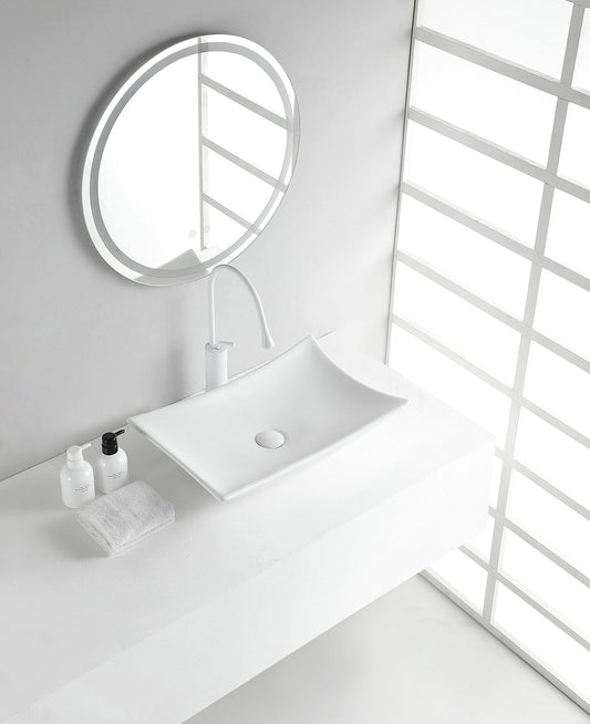 Scala waskom rechthoekig 56 x 37 x 10,5 cm keramiek glans wit