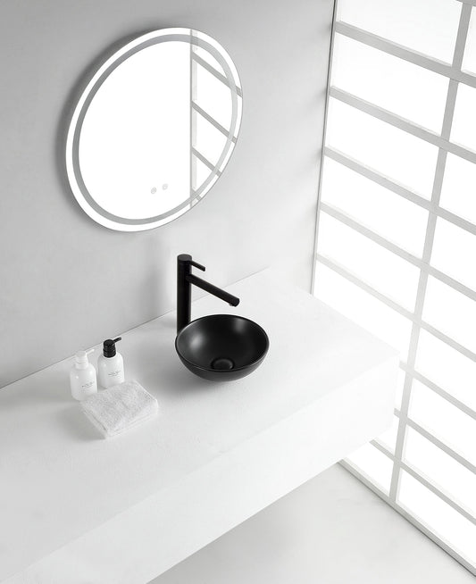 Wiesbaden Kimo 28x28x10 cm keramiek matzwarte opbouwwastafel