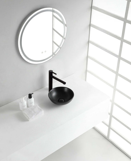 Wiesbaden Kimo 28x28x10 cm keramiek matzwarte opbouwwastafel