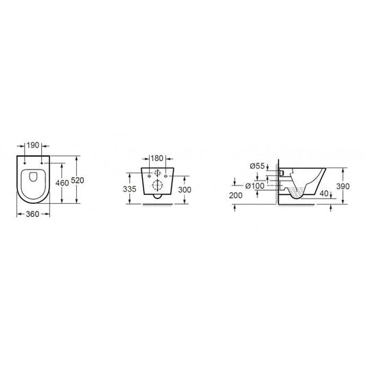 Vesta Randloos Wandtoilet Wiesbaden 52 cm Mat Wit (Excl. Zitting)