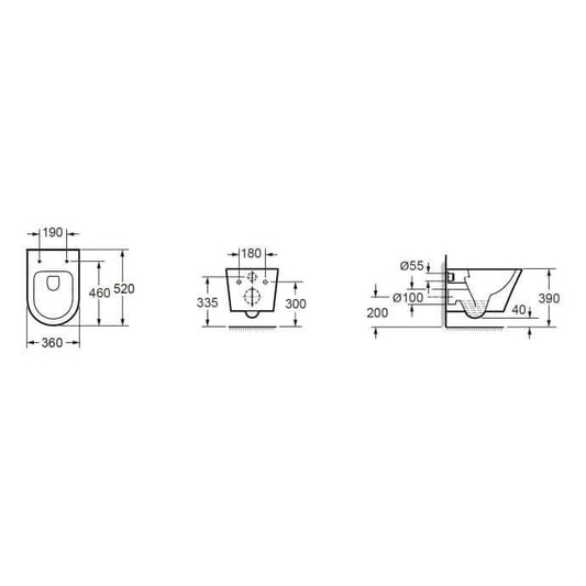 Vesta Randlos Wandtoilette Wiesbaden 52 cm Matt Weiß (Ohne Sitz)
