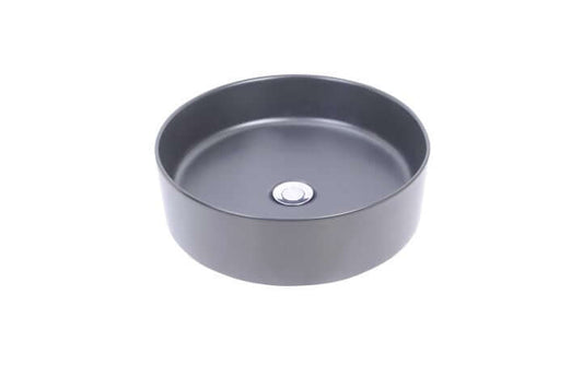 Link Design Ronde Wastafel Wiesbaden 40 cm Zwart, keramische wastafel met gepolijst oppervlak.