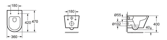 Vesta Junior Washdown Randloos Wandtoilet Wit (zonder zitting) Wiesbaden