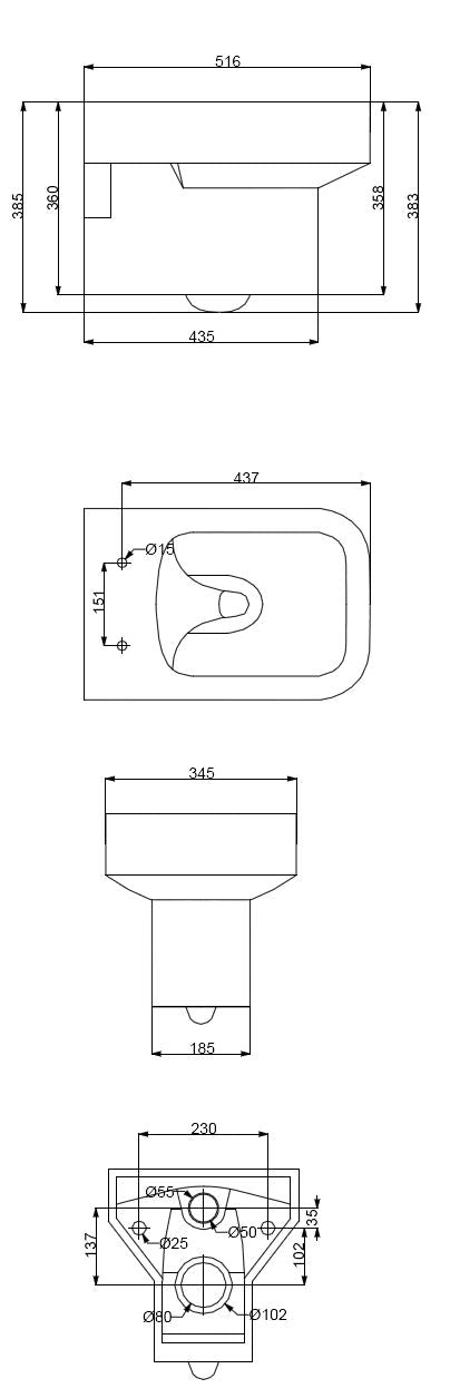 Carré Wandtoilet Wiesbaden met eenvoudig te reinigen toiletbril