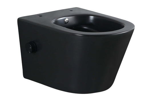 Bidesta Randloos wandtoilet Wiesbaden in matzwart met bidetkraan voor koud water.