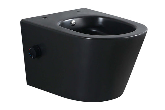 Bidesta randloos wandtoilet Wiesbaden in matzwart met bidetkraan voor warm en koud water