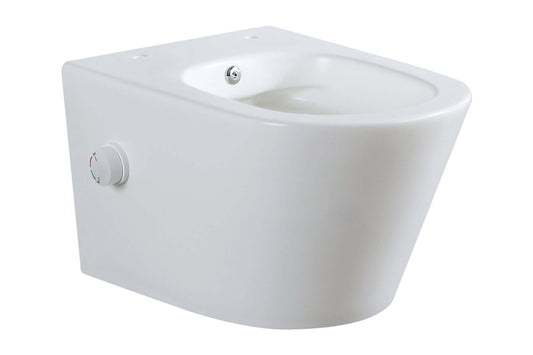 Bidesta randloos wandtoilet Wiesbaden met bidetkraan warm en koud in mat wit