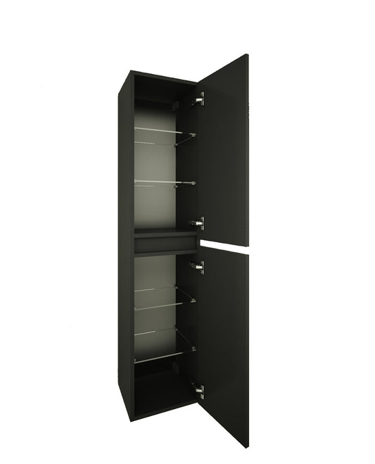 Wiesbaden Marmaris Kolom Badezimmerkast 160x35x35 cm Matt Schwarz (Links und Rechts)