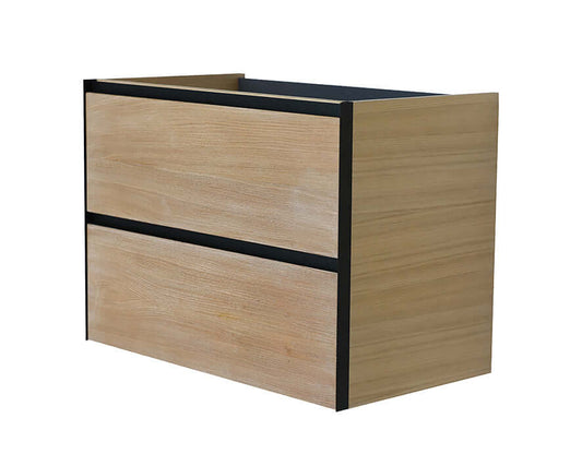 Lotus wastafelonderkast Wiesbaden met 2 lades, 80x45,2 cm in natuurlijk eiken en matzwart