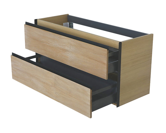 Lotus Waschtischunterschrank Wiesbaden mit 2 Schubladen, 120x45,2 cm in natürlicher Eiche und mattschwarz