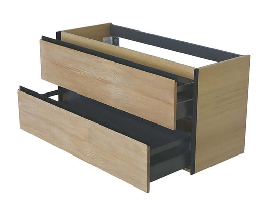 Lotus wastafelonderkast Wiesbaden met 2 lades, 120x45,2 cm in natuurlijk eiken en matzwart