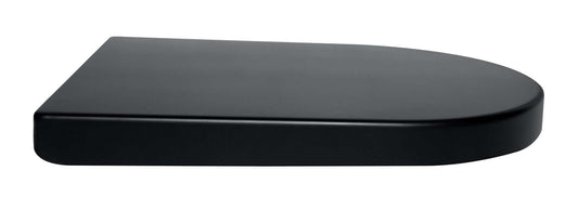 Vesta Soft Close Toiletbril voor Wandtoilet 52 cm Mat Zwart Wiesbaden, hoekige matte zwarte toiletbril.