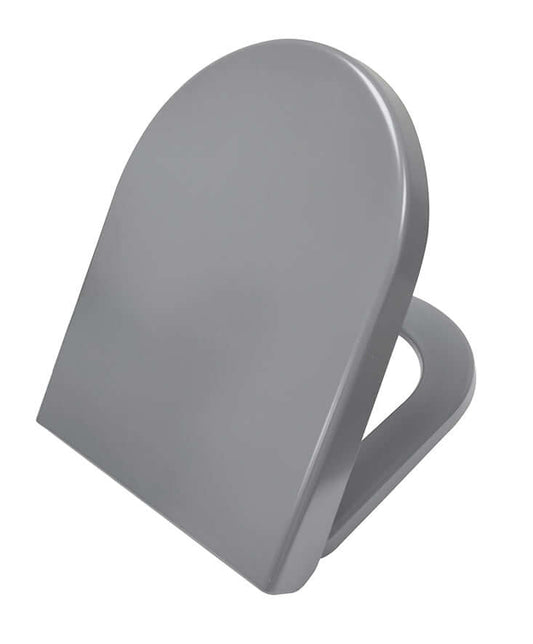 Vesta Soft-Close Toiletbril voor Wandtoilet 52 cm in mat grijs, modern ontwerp voor optimale toiletreiniging.