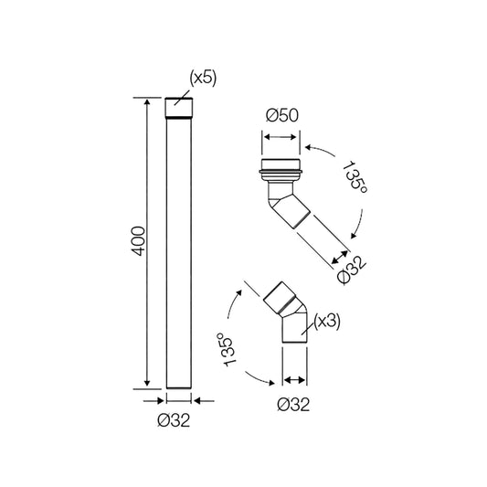 Modulare Fallrohr Wiesbaden für Hochhängendes Reservoir 32/50 mm