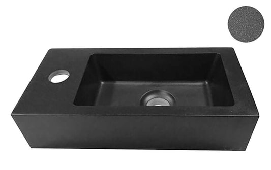 Mini-Rhea Fontein Wiesbaden Links in kwarts, zwarte fontein 36,5X18X9 cm, perfect voor toiletten.