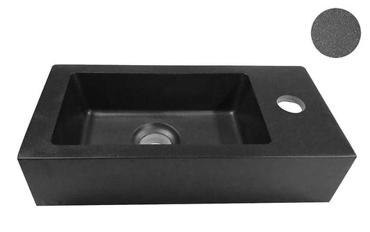 Fontein van Wiesbaden in zwart, 36,5X18X9 cm, perfect voor elk toilet in kwarts.