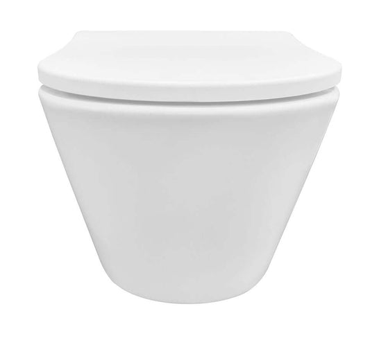 Vesta Washdown Randloos Wandtoilet Wiesbaden Mat Wit met flatline zitting, moderne wandtoilet voor stijlvol sanitair.