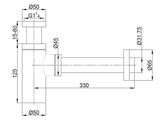 Star Luxury 5/4 Matzwarte Wandpijp met Rozet Sifon, Wiesbaden