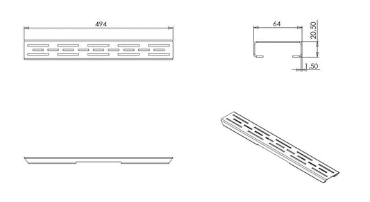 Separates Standardgitter Wiesbaden für 3. Generation Duschablauf 50 cm in Matt-Schwarz