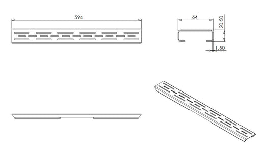 Standardgitter für 3. Generation Duschablauf Wiesbaden 60 cm matt schwarz