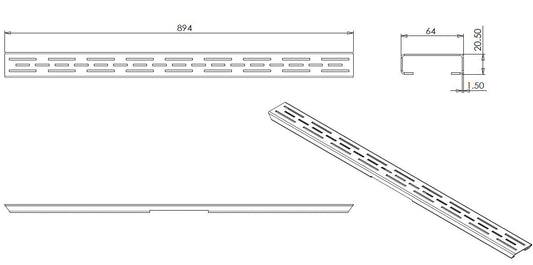Separates Standardgitter Wiesbaden für 3. Generation Duschablauf 90 cm in Matt Schwarz