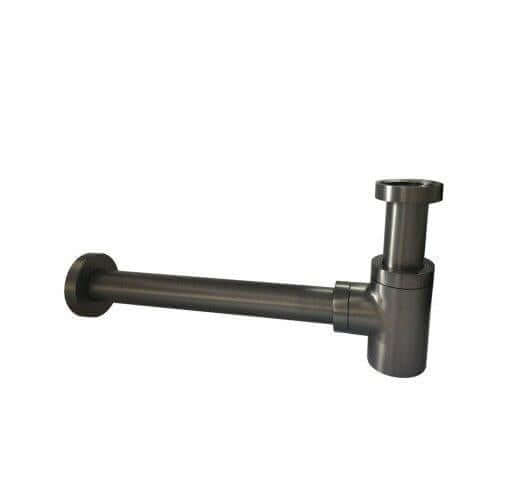 Carrara Marmor Optik Waschbecken-Set Wiesbaden in Gun Metal Farbe (Wasserhahn Links)