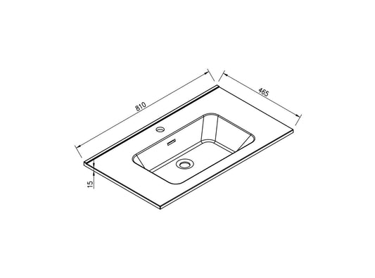 Ribella Waschbecken Wiesbaden 80 Cm in Matt Schwarz