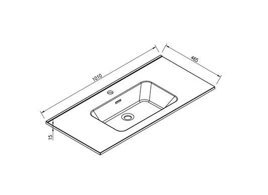 Ribella Wastafel Wiesbaden 100 cm Mat Zwart