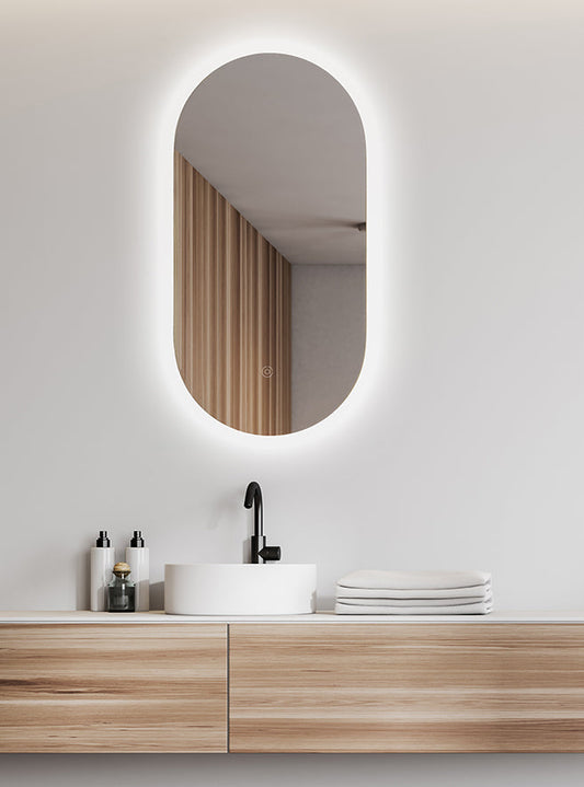 Wiesbaden Lumia Ovaler Spiegel 50x100 cm mit LED und Heizung