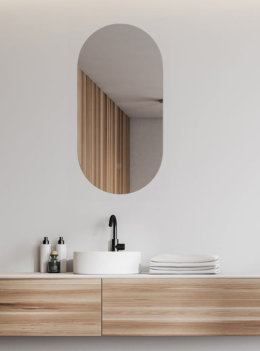 Wiesbaden Lumia Ovaler Spiegel 50x100 cm mit LED und Heizung