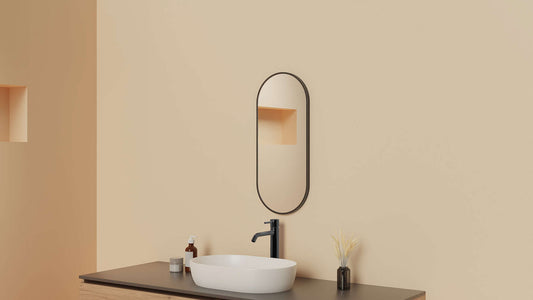 Farbiger Spiegel mit Rahmen oval 30 x 70 cm Gunmetal