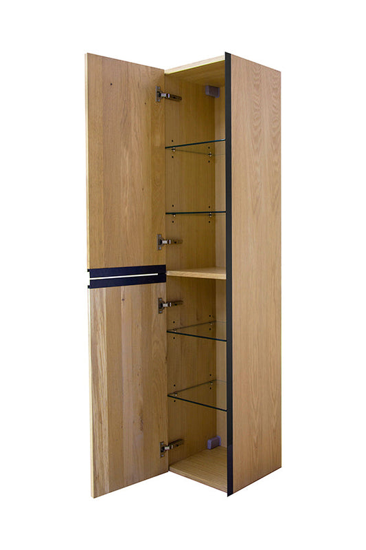 Lotus Säulenschrank Wiesbaden 35 Cm in Natürlich Eiche / Matt Schwarz (2 Türen)