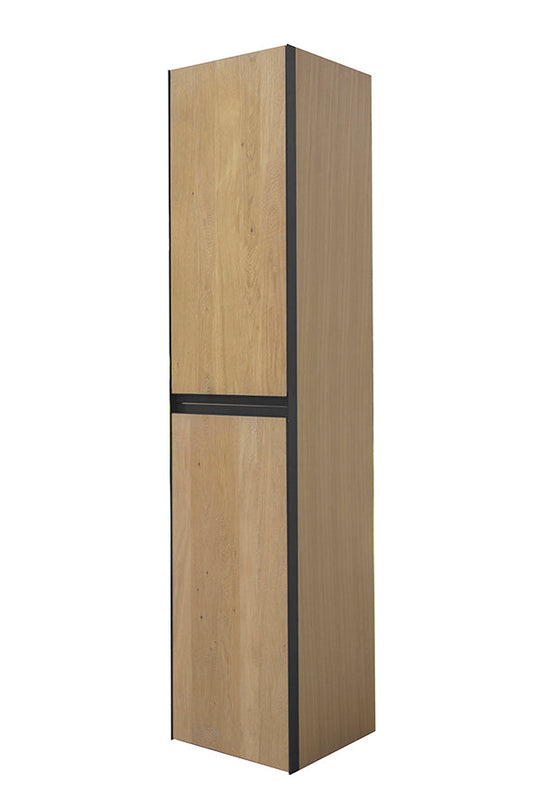 Lotus Säulenschrank Wiesbaden 35 Cm in Natürlich Eiche / Matt Schwarz (2 Türen)