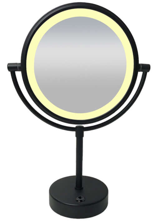 Staande Scheerspiegel Wiesbaden met LED-verlichting – 20 cm – 5x Vergroting – Mat Zwart