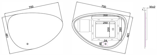 Wiesbaden Uovo Organische Spiegel 70 cm mit LED und Heizung