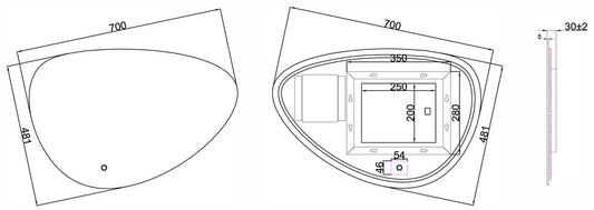 Wiesbaden Uovo Organische Spiegel 70 cm met LED en Verwarming