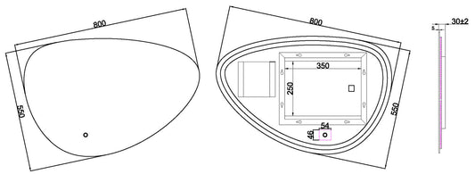 Wiesbaden Uovo Organische Spiegel 80 cm mit LED und Heizung