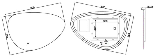 Wiesbaden Uovo Organische Spiegel 80 cm met LED en Verwarming