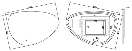 Uovo Organische Dimbare LED Beleuchtung Kondensfreie Spiegel Wiesbaden 90 cm