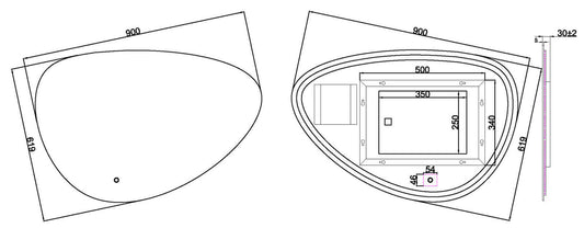 Uovo Organische Dimbare LED Verlichting Condensvrije Spiegel Wiesbaden 90 cm