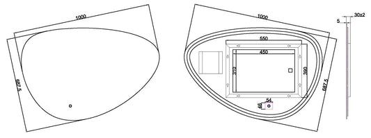 Uovo Organische Dimbare LED Spiegel Wiesbaden Kondensfrei 100 cm