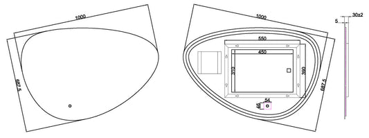 Uovo Organische Dimbare LED Spiegel Wiesbaden Condensvrij 100 cm