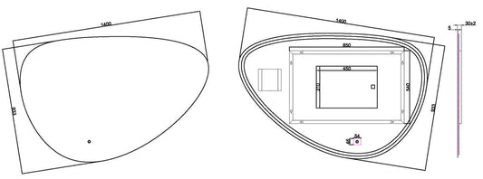 Dimbare LED organische spiegel Wiesbaden Uovo 140 cm, condensvrij